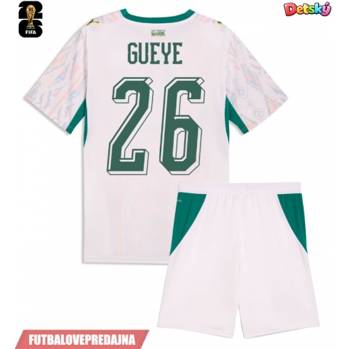 Lacne Dětský Futbalové dres Senegal Pape Gueye #26 MS 2026 Krátky Rukáv - Domáci (+ trenírky)